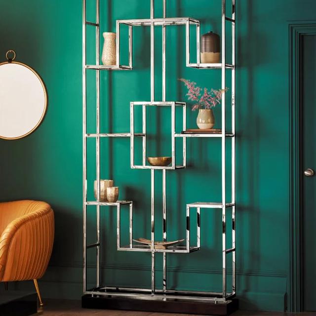 Mondesir 240cm H x 108cm W Stainless Steel Etagere Bookcase Ebern Designs on Productcaster.