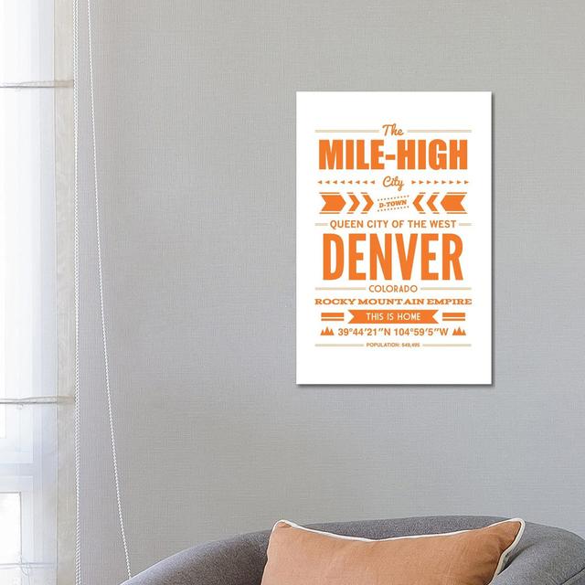 Denver Typography by Benton Park Prints - Wrapped Canvas Print Happy Larry Size: 66.04cm H x 45.72cm W x 3.81cm D on Productcaster.