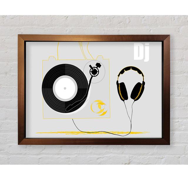 Dj Turn Style And Headphones Framed Print Rosalind Wheeler Size: 42cm H x 59.1cm W on Productcaster.