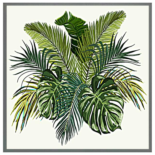 Croaghbeg Green Tropical Foliage - Single Picture Frame Print 17 Stories Size: 61cm H x 61cm W x 4cm D, Frame Colour: Grey Framed on Productcaster.