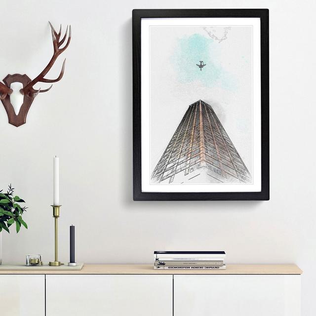 Airplane Flying Above Tokyo in Abstract - Picture Frame Graphic Art Print East Urban Home Frame Option: Black Framed, Size: 65cm H x 48cm W x 2cm D on Productcaster.