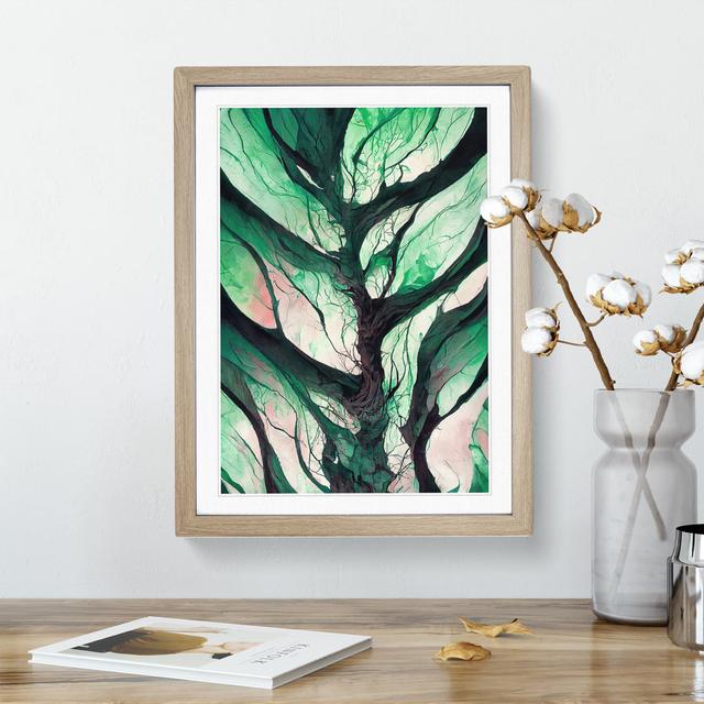 Branches of a Tree Abstract No.3 - Painting Metro Lane Size: 66cm H x 48cm W x 2cm D, Format: Oak Framed, Matte Colour: White on Productcaster.