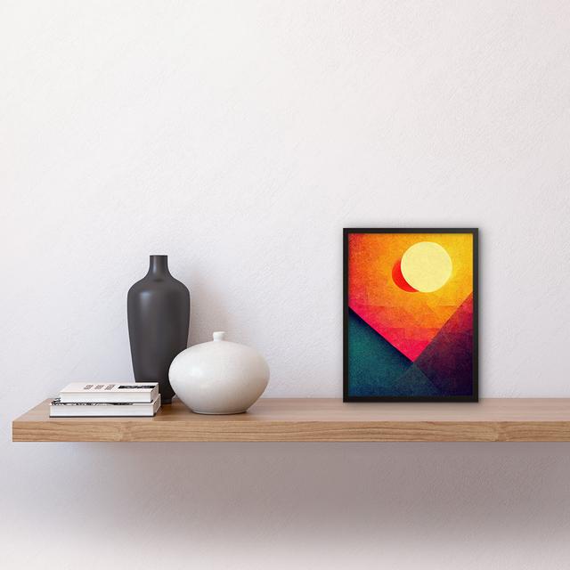 Geometric Retro Eclipse Moon Sun Sunset - Single Picture Frame Print Wee Blue Coo on Productcaster.