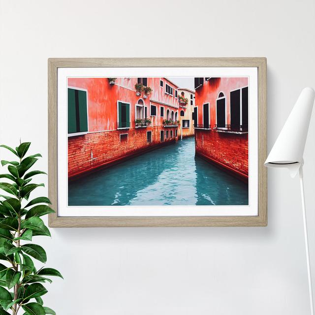 XH1022-9544X Venice Canal - Single Picture Frame Print 17 Stories Size: 34cm H x 46cm W x 2cm D, Frame Colour: Oak on Productcaster.