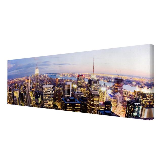 'New York Skyline by Night' - Wrapped Canvas Graphic Art Print East Urban Home Size: 40cm H x 120cm W x 2cm D on Productcaster.