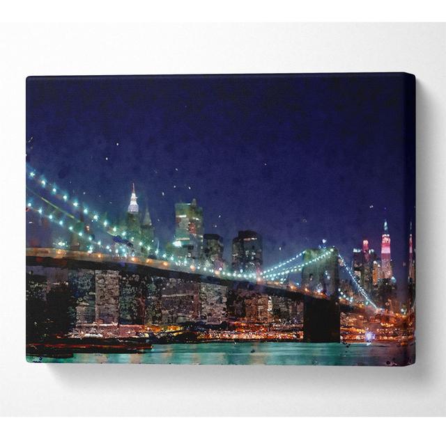 Brooklyn Bridge New York Lights - Print Latitude Run Size: 101.6cm H x 142.2cm W x 10cm D on Productcaster.