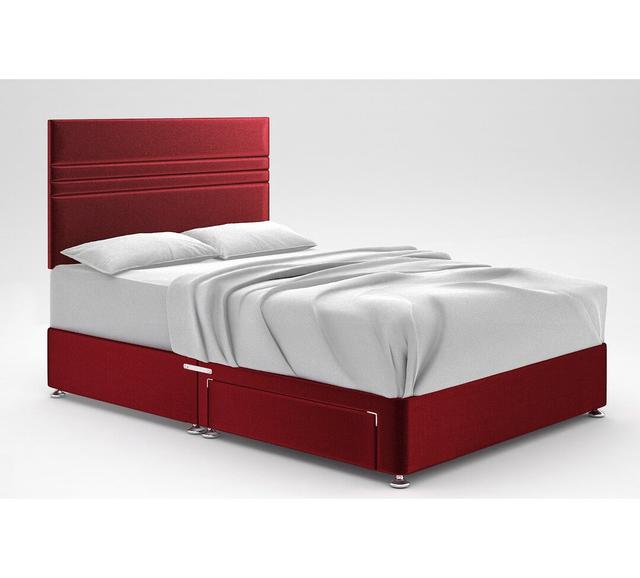 Ostara Divan Bed Base 17 Stories Storage Type: 2 Drawers, Size: Double (4'6), Colour: Red on Productcaster.