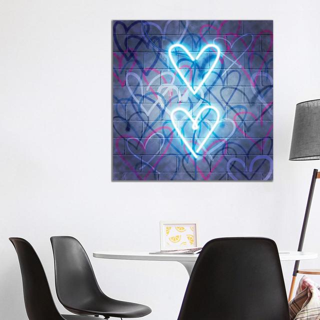 Neon Heart I by Grace Popp - Wrapped Canvas Art Prints Rosalind Wheeler Size: 93.98cm H x 93.98cm W x 3.81cm D on Productcaster.