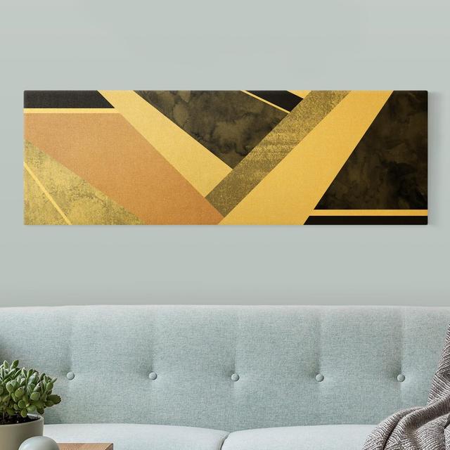 Elisabeth Fredriksson - Golden Geometry - Wrapped Canvas Graphic Art Canora Grey Size: 30cm H x 90cm W on Productcaster.