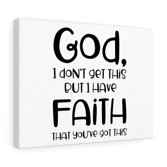 I Have Faith - Wrapped Canvas Typography Blue Elephant Size: 28cm H x 36cm W on Productcaster.