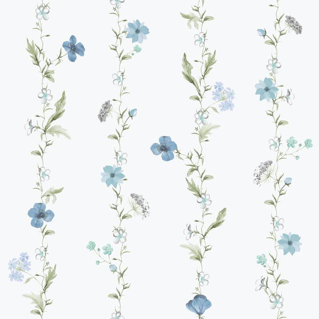 Laughlin Vertical Floral Garden 10.05M X 53Cm Matte Wallpaper Roll Brambly Cottage Colour: Blue on Productcaster.