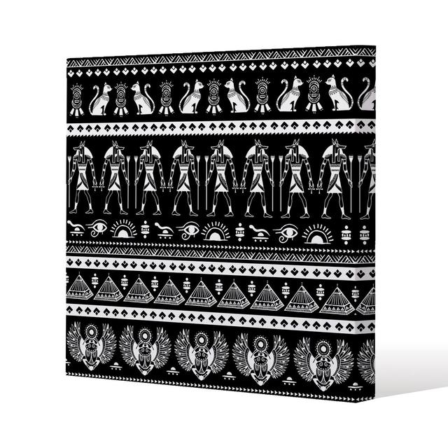 Heiroglyphs On Black Canvas Print Andrew Lee Size: 61cm H x 61cm W x 4cm D on Productcaster.