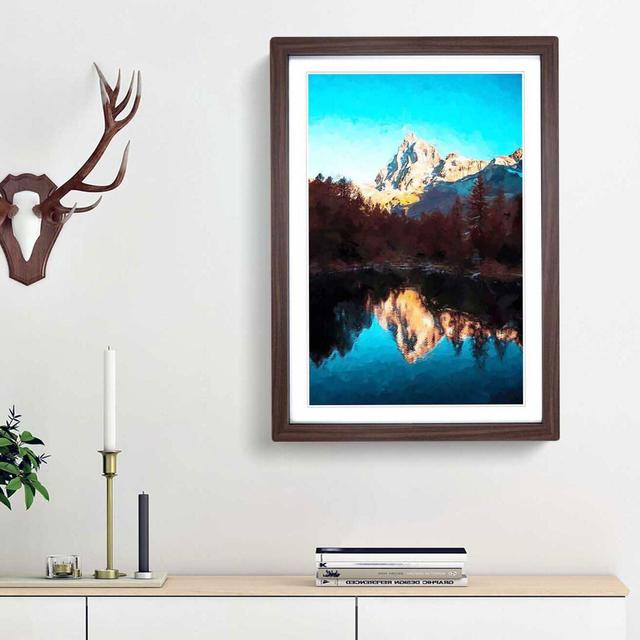 Matterhorn Mountain in Switzerland in Abstract - Picture Frame Graphic Art Print East Urban Home Frame Option: Walnut Framed, Size: 87cm H x 62cm W x on Productcaster.