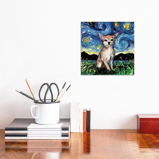 Chihuahua Night by Aja Trier - Painting on Canvas Marlow Home Co. Format: Wrapped Canvas, Size: 30.48cm H x 30.48cm W x 1.91cm D on Productcaster.