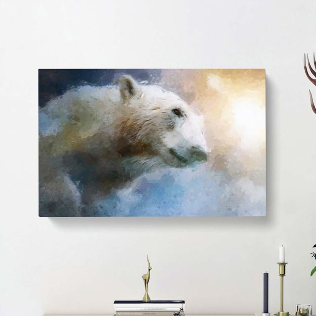 Mystical Polar Bear in Abstract - Wrapped Canvas Painting Print East Urban Home Size: 50cm H x 76cm W x 3cm D on Productcaster.