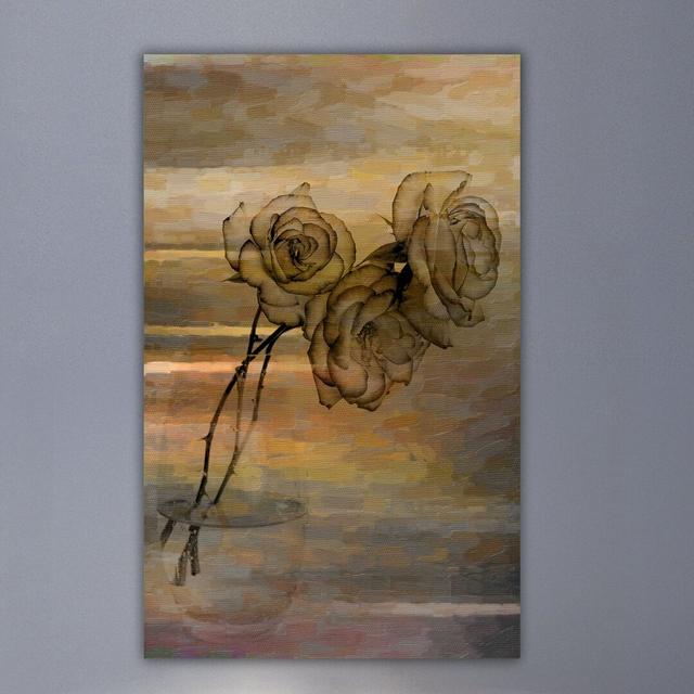 Rose Vase Graphic Art Wrapped on Canvas East Urban Home Size: 91cm H x 61cm W x 5cm D on Productcaster.