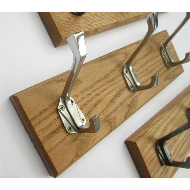 Solid Wood 2 - Hook Wall Mounted Coat Rack Ironmongery World Colour: Polished Chrome on Productcaster.