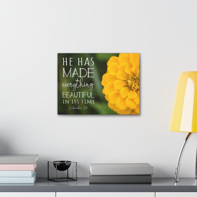 Beautiful In Its Time Ecclesiastes 3:11 - Wrapped Canvas Print Blue Elephant Size: 28cm H x 36cm W on Productcaster.