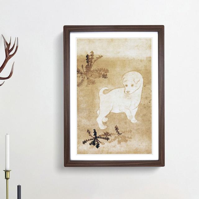 Puppy and Dandelions by Tawaraya Sotatsu - Picture Frame Painting Print East Urban Home Frame Option: Walnut Framed, Size: 65cm H x 48cm W x 2cm D on Productcaster.