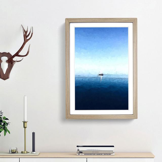 Solo Sailing Boat Across the Sea in Abstract - Picture Frame Graphic Art Print East Urban Home Size: 48cm H x 36cm W x 2cm D, Frame Option: Oak Framed on Productcaster.