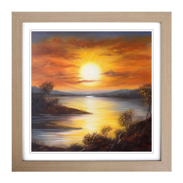 Sunrise Oil Painting - Print Marlow Home Co. Format: Oak on Productcaster.