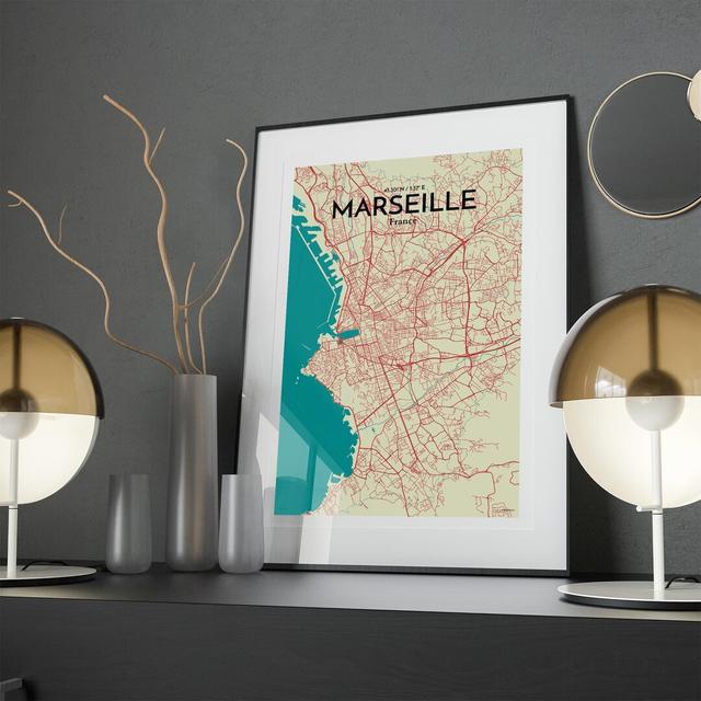 Marseille City Map in Tricolour - Unframed Graphic Art Borough Wharf Size: 17cm H x 11cm W x 0.05cm D on Productcaster.