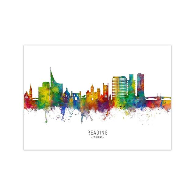 Reading England Skyline by Michael Tompsett - Graphic Art Latitude Run Size: 42cm H x 59cm W x 1cm D, Format: Unframed on Productcaster.