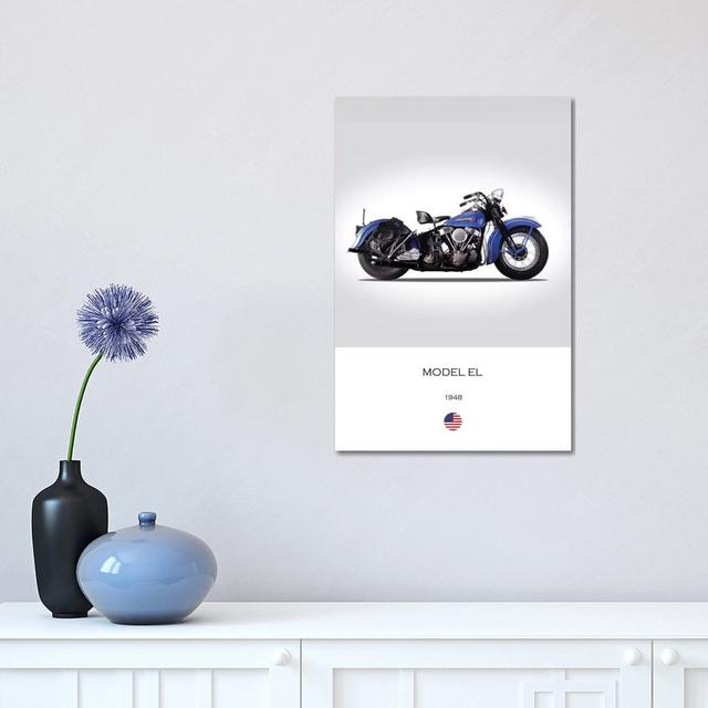 1948 Harley-Davidson Model EL Motorcycle by Mark Rogan - Wrapped Canvas Typography Happy Larry Size: 45.72cm H x 30.48cm W x 1.91cm D on Productcaster.