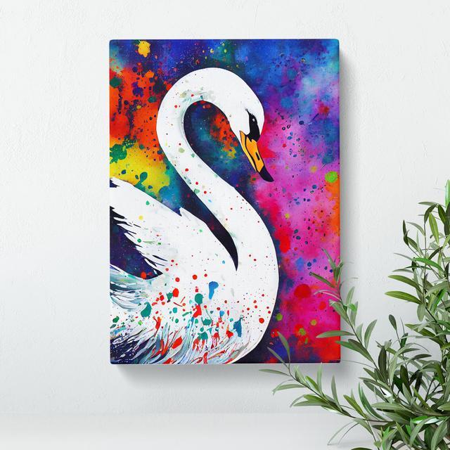 Swan Paint Splash No.3 Abstract - Wrapped Canvas Graphic Art Rosdorf Park Size: 50cm H x 35cm W x 3cm D on Productcaster.