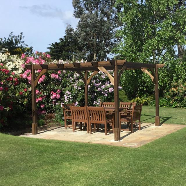 Baudel Solid Wood Pergola Dakota Fields Finish: Rustic Brown, Size: 6 ft x 10 ft on Productcaster.