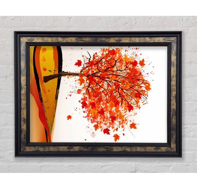 Autumn Orange Tree Framed Print Ophelia & Co. Format: Gold/Black Framed Paper, Size: 100.1cm H x 141.4cm W x 8cm D on Productcaster.