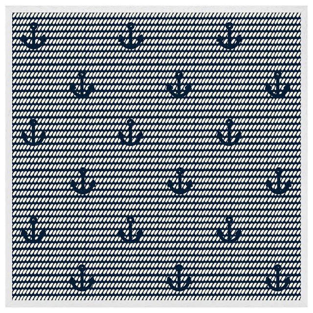 Viesville Anchors On Rope Pattern - Print Latitude Run Size: 51cm H x 51cm W x 4cm D, Frame Colour: White Framed on Productcaster.