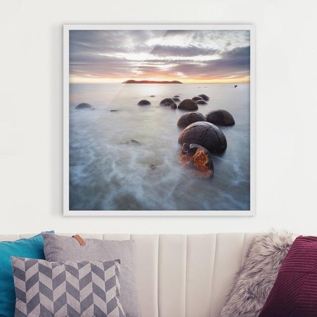 Picture With Frame - Moeraki New Zealand - Square 1:1 Highland Dunes Frame Option: White Framed, Size: 50cm H x 50cm W x 2cm D on Productcaster.