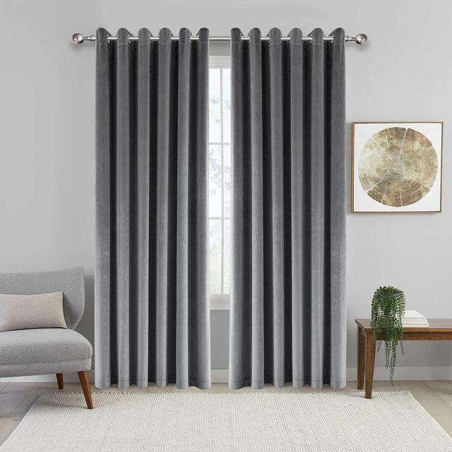 Imperial Rooms Crushed Velvet Eyelet Sheer Curtains (Set of 2) Canora Grey Panel Size: Width 168 x Drop 137 cm, Colour: Grey on Productcaster.