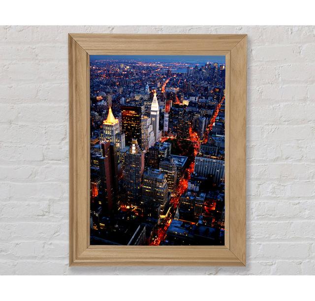 Nyc Ariel View City Lights Gerahmter Druck Ebern Designs Größe: 59,7 cm H x 84,1 cm B on Productcaster.