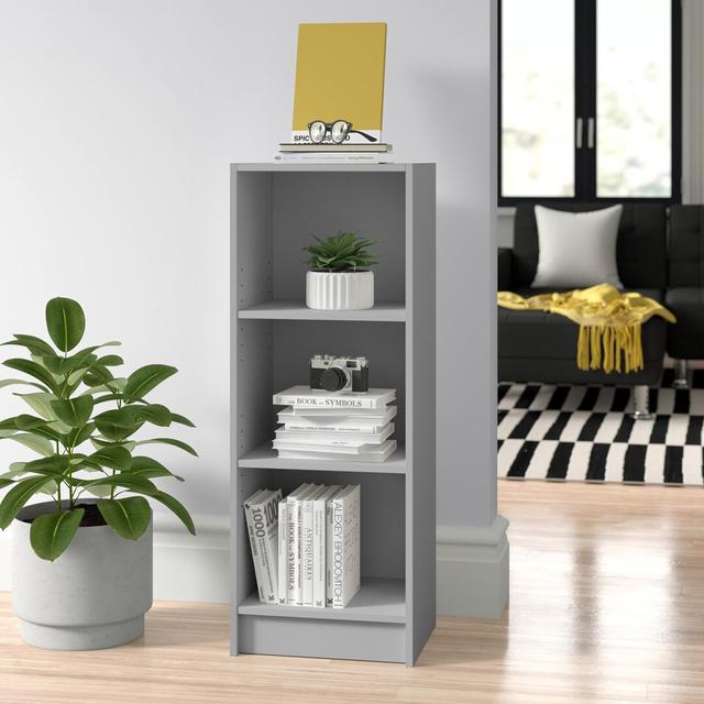 Zaira Bookcase Mercury Row Size: 106cm H x 40cm W x 30cm D, Colour: Light Grey on Productcaster.