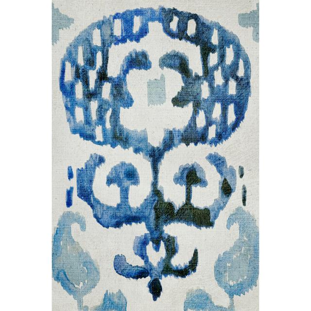 Sapphire Ikat I - Wrapped Canvas Art Prints Natur Pur Size: 46cm H x 30cm W on Productcaster.