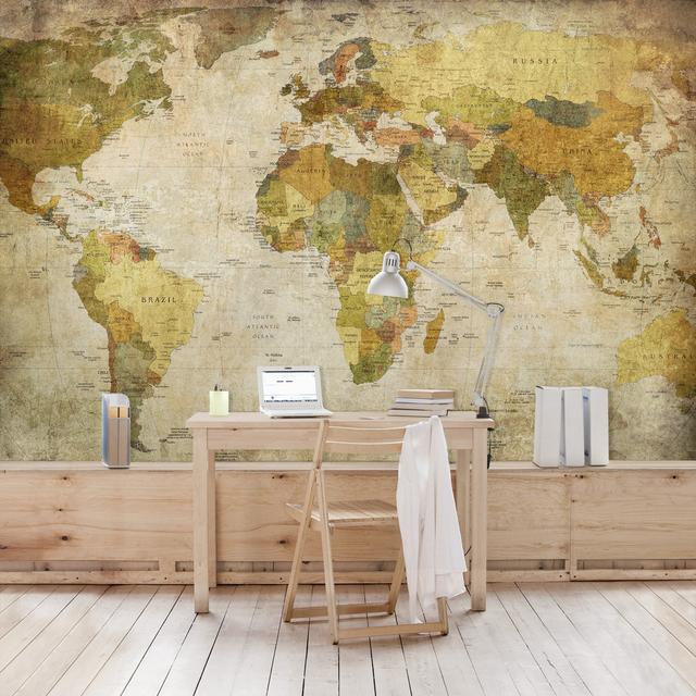 World Map 2.25m x 336cm Wallpaper Roll East Urban Home Size: 2.90c x 4.32m on Productcaster.