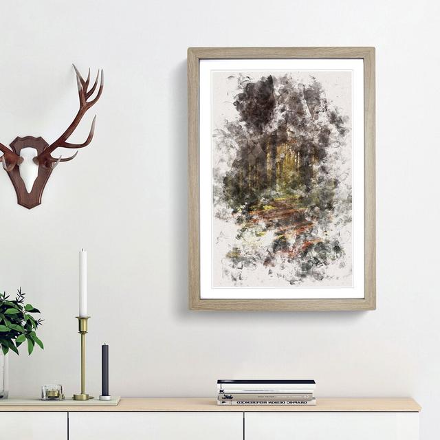 Walking Through an Autumn Forest - Picture Frame Painting Print East Urban Home Size: 87cm H x 62cm W x 2cm D, Frame Option: Oak Framed on Productcaster.