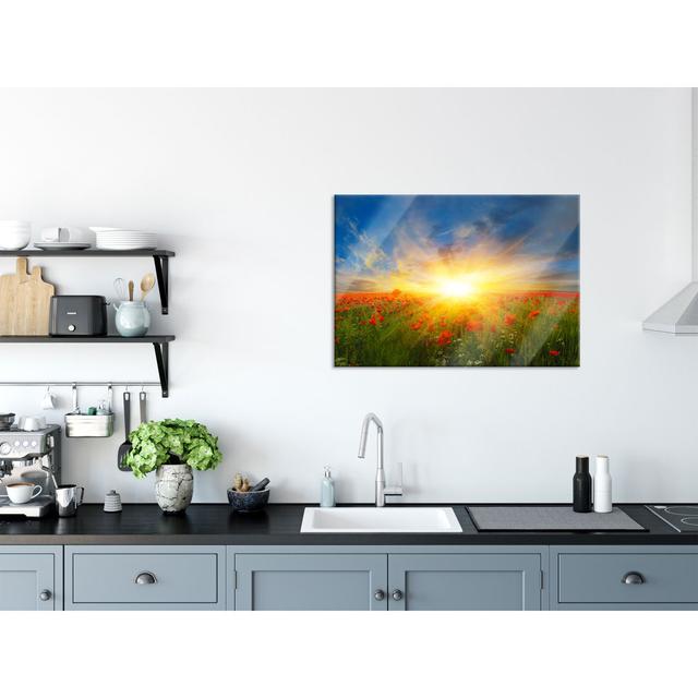 Poppy Meadow In The Sun - No Frame Print on Glass Brayden Studio Size: 70cm H x 100cm W x 0.4cm D on Productcaster.