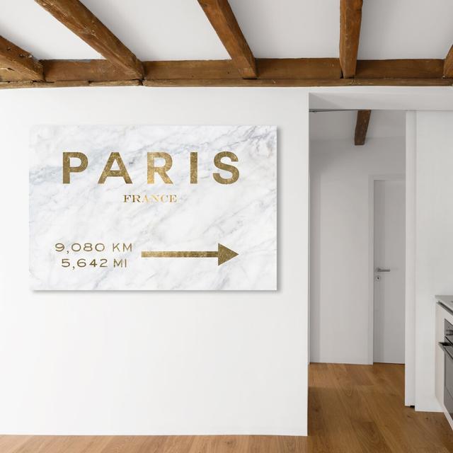 'Paris Road Sign Marble' Graphic Art Print on Canvas Oliver Gal Size: 50.8 cm H x 76.2 cm W on Productcaster.