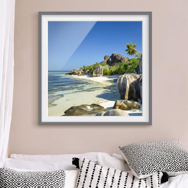 Gerahmtes Poster Dream Beach, Seychelles East Urban Home Rahmenoptionen: Mattes Grau, Größe: 50 cm H x 50 cm B on Productcaster.