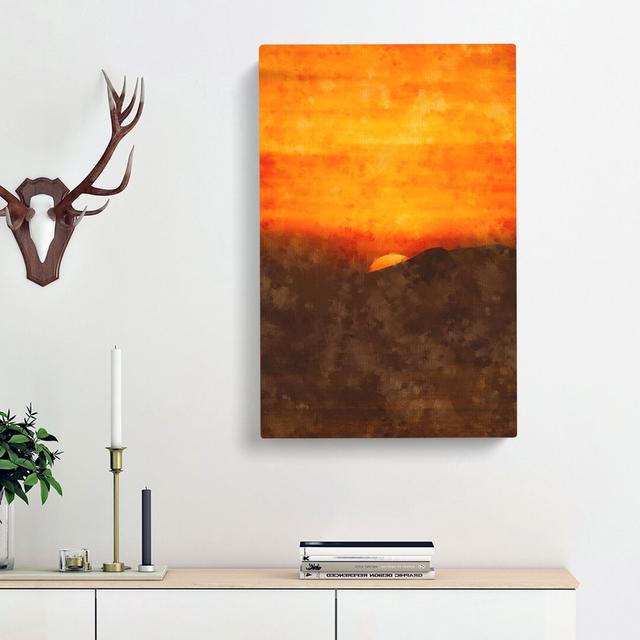 Orange Sunset Abstract - Wrapped Canvas Painting Print East Urban Home Size: 76cm H x 50cm W x 3cm D on Productcaster.