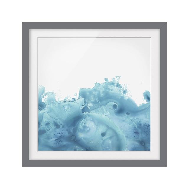 0-0-94/*Picture With Frame - Wave Watercolor Turquoise I - Square 1:1 Highland Dunes Size: 30cm H x 30cm W x 2cm D, Frame Option: Grey Framed on Productcaster.