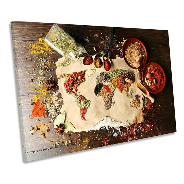 Map Of The World Kitchen Picture CANVAS WALL ART Print Canvas Geeks Size: 30.5cm H x 45.7cm W x 2cm D on Productcaster.