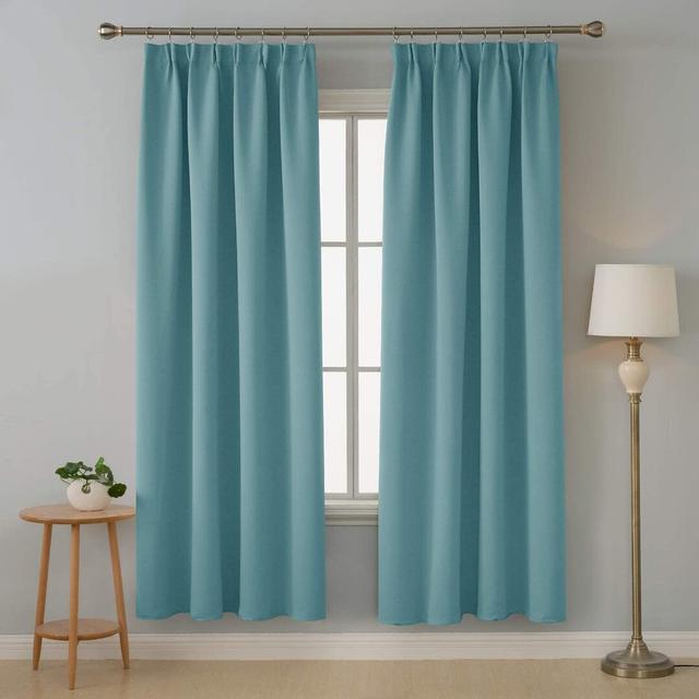 Fari Polyester Blackout Rod Pocket Curtain Pair (Set of 2) 17 Stories Panel Size: 117cm W x 229cm D, Colour: Sky Blue on Productcaster.