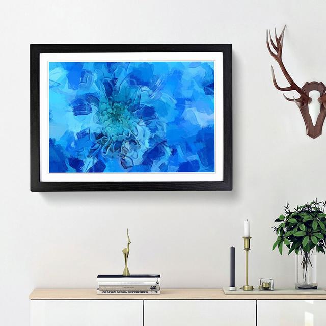 Blue Dahlia Flower in Abstract - Picture Frame Graphic Art Print East Urban Home Frame Option: Black Framed, Size: 62cm H x 87cm W x 2cm D on Productcaster.