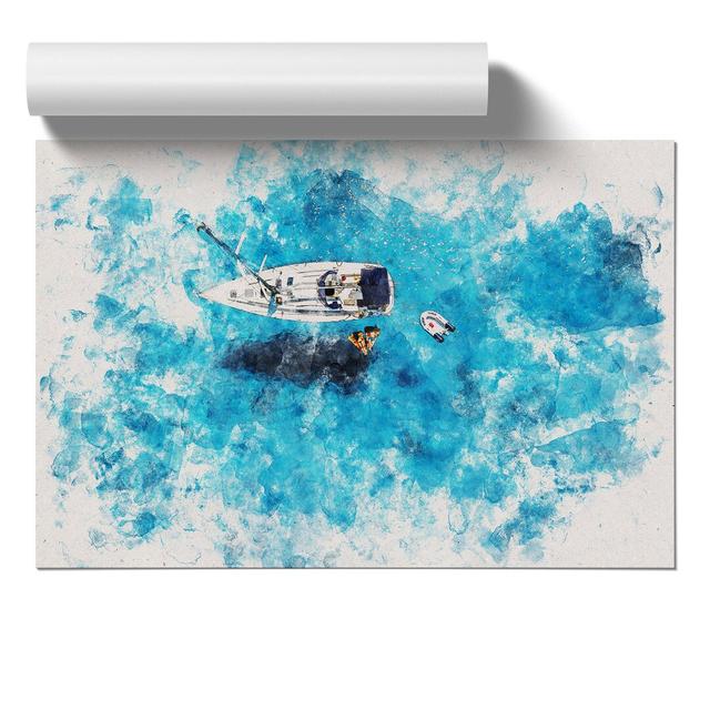 Boat In The Balearic Islands - No Frame Print East Urban Home Size: 42cm H x 59cm W x 0.1cm D on Productcaster.