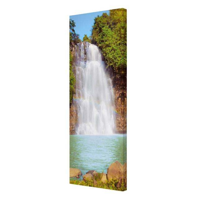 Romantic Waterfall - Wrapped Canvas Graphic Art Print East Urban Home Size: 150cm L x 50cm W on Productcaster.