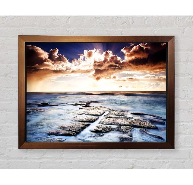 Ocean Shore Below The Clouds Framed Print Highland Dunes Size: 59.7cm H x 84.1cm W on Productcaster.